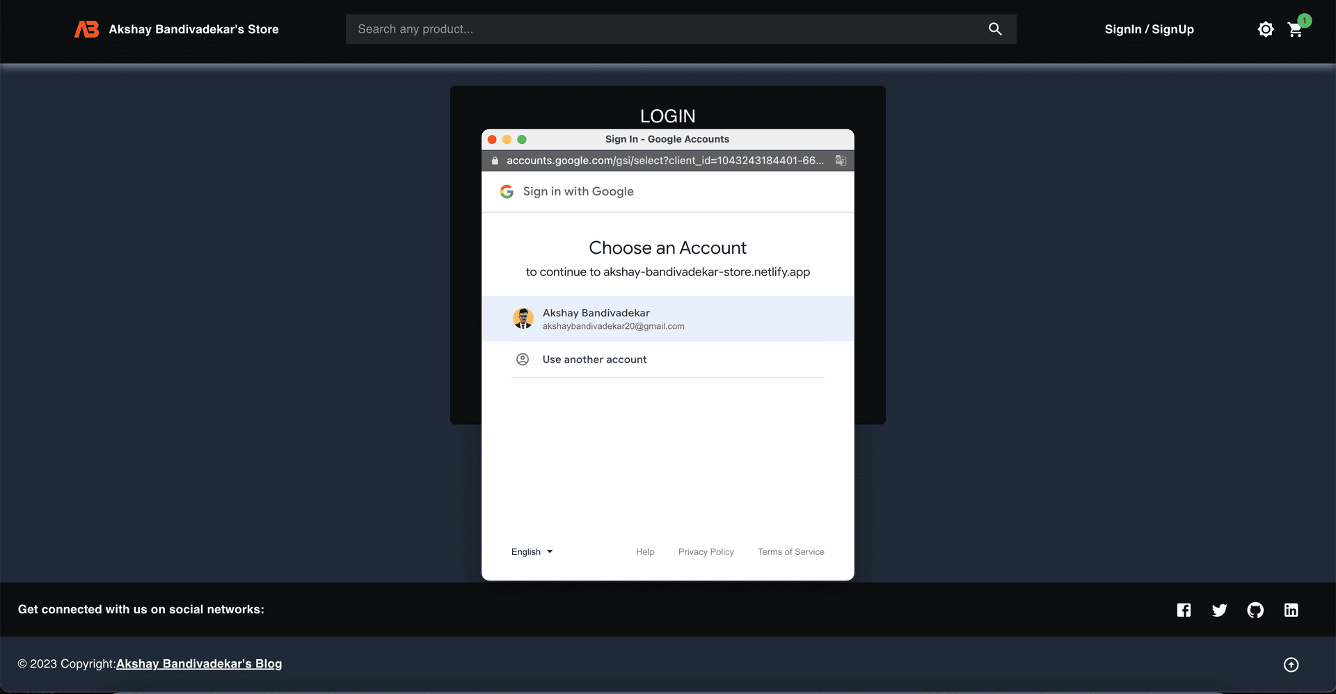 Google Login Page