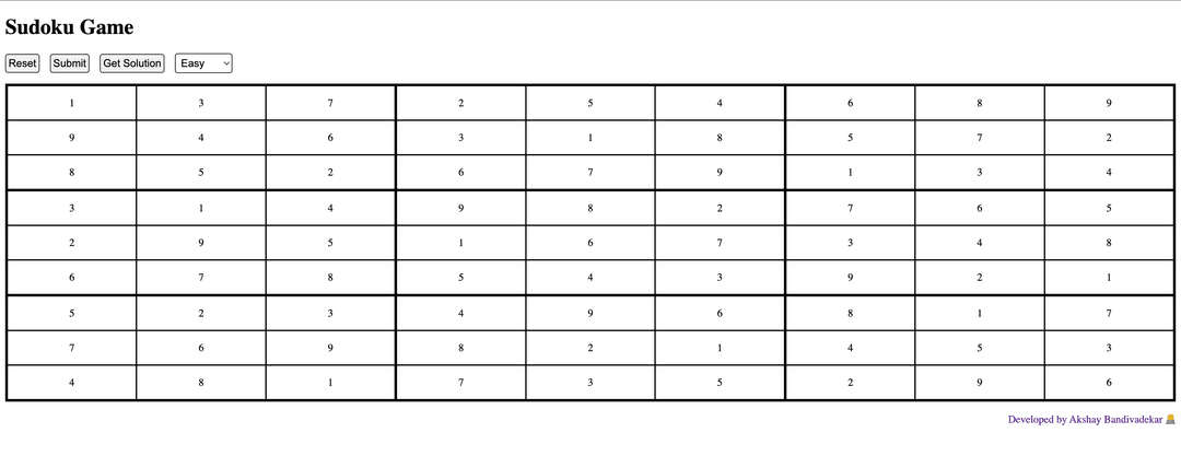Basic Sudoku Application