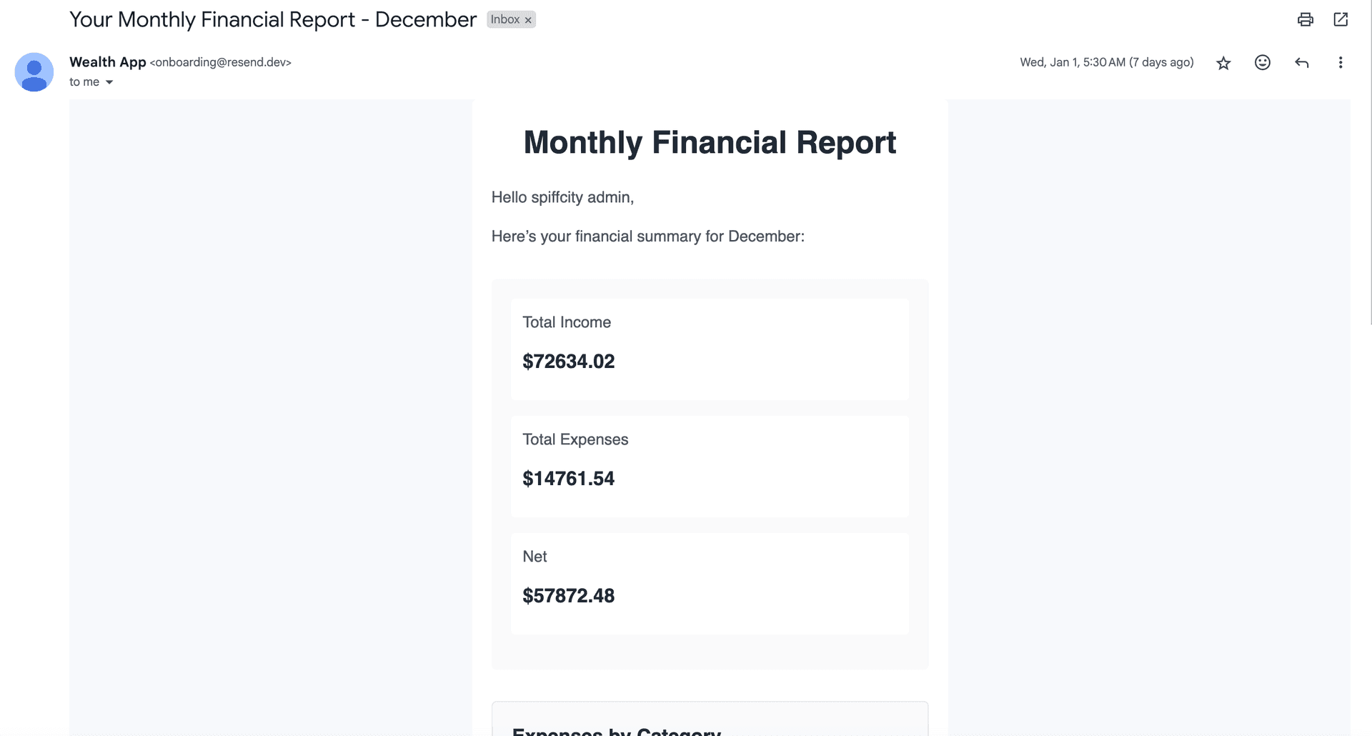 Monthly Email